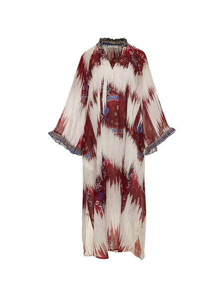  Devotion Freesia Patterned V-neck Dress - White 