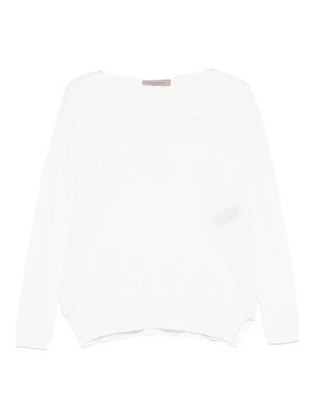  D.exterior Boat-neck Sweater - White 