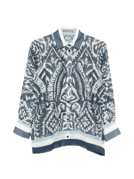  D.exterior Buttoned Printed Top - Blue 