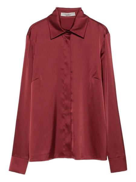  D.exterior Classic-collar Satin Shirt - Red 