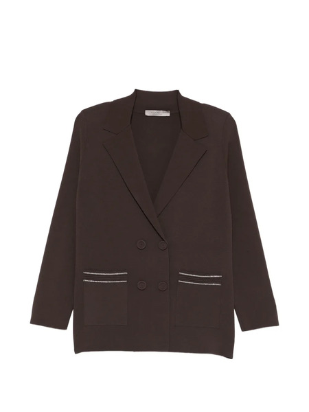  D.exterior Double-breasted Embellished Blazer - Brown 