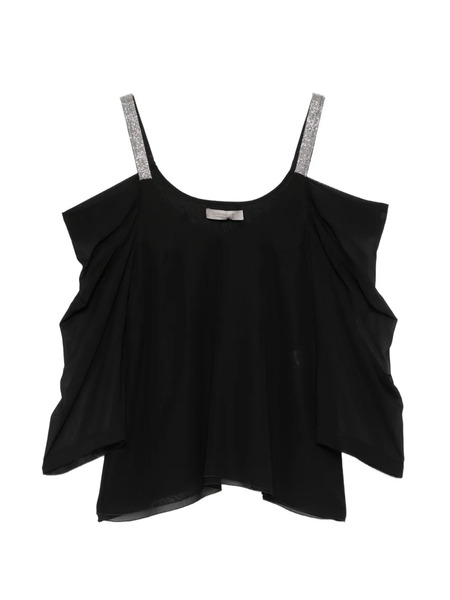  D.exterior Embellished-straps Top - Black 
