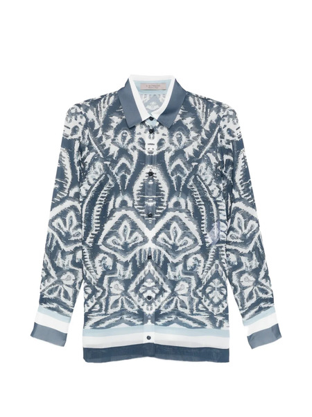  D.exterior Patterned Collared Shirt - Blue 