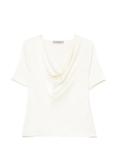  D.exterior Scoop-neck Short-sleeve Top - Neutrals 