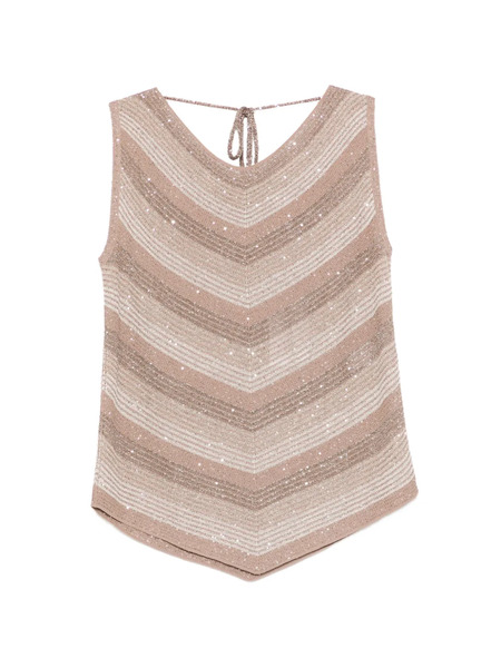  D.exterior Sleeveless Striped Top - Neutrals 