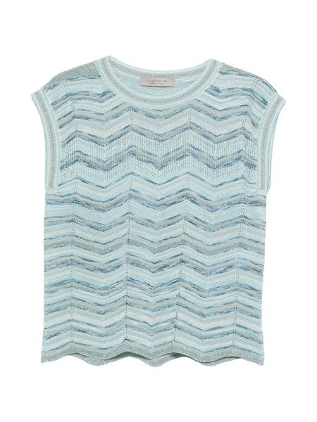  D.exterior Sleeveless Zig-zag Top - Blue 