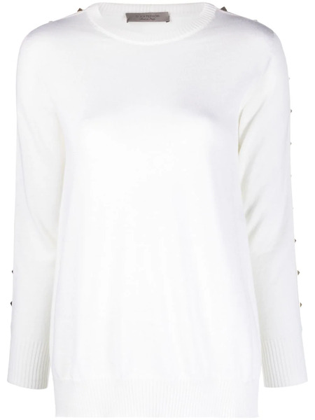  D.exterior Stud-embellished Wool Jumper - White 