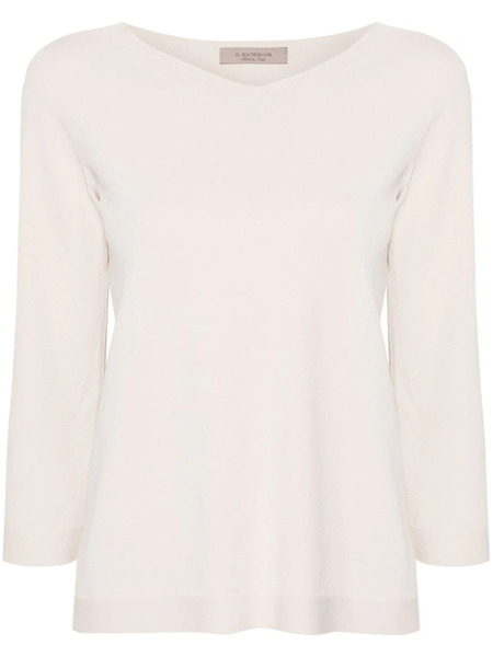  D.exterior V-neck Compact-knit Jumper - Neutrals 