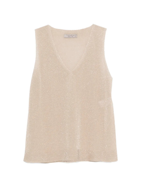  D.exterior V-neck Sleeveless Top - Neutrals 
