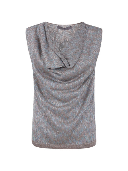  D.exterior Zigzag-pattern Top - Brown 
