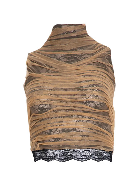  Di Petsa Draped Lace Top - Neutrals 