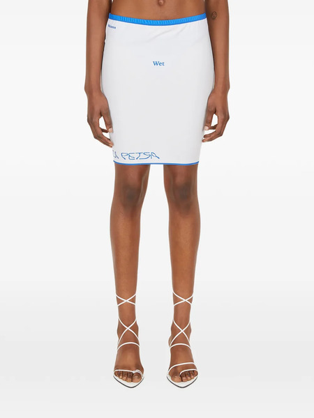  Di Petsa Elasticated Text-print Mini Skirt - White 
