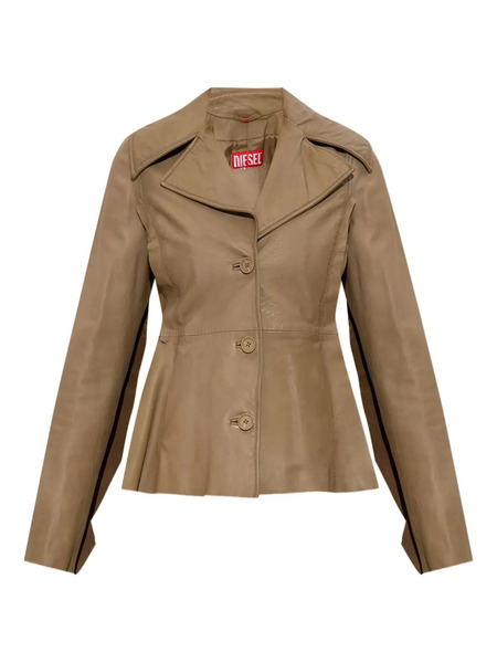  Diesel Button-fastening Flared Leather Jacket - Neutrals 