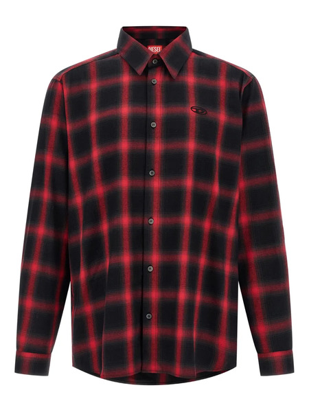  Diesel Check-pattern Logo-embroidered Shirt - Black 