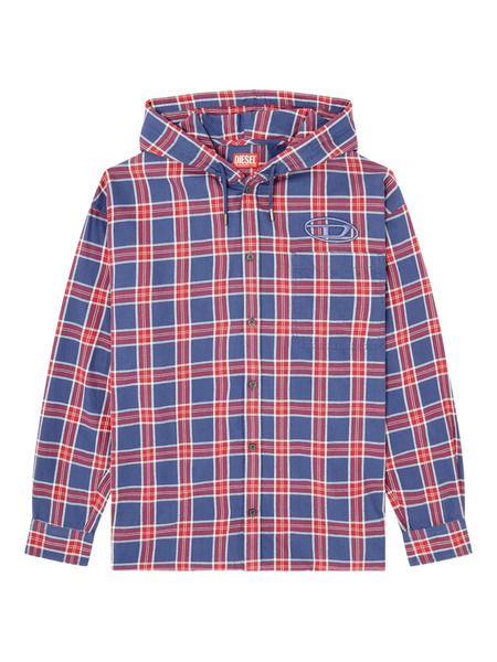  Diesel Checked Hooded Jacket - Blue 