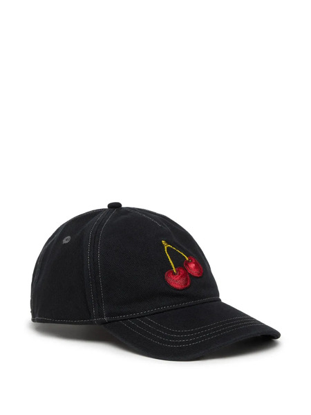  Diesel Cherry-embroidery Cap Hat - Black 