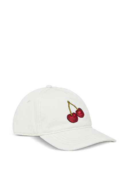  Diesel Cherry-embroidery Cap Hat - White 