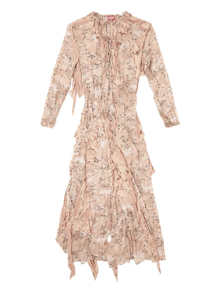  Diesel D-azzling-r1 Ruffled Print Maxi Dress - Pink 