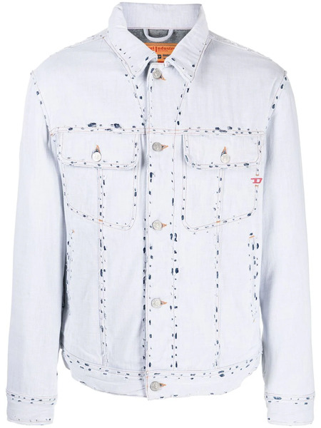  Diesel D-barcy Ripped Denim Jacket - Blue 