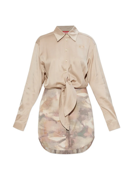  Diesel D-elta-mini Tie-front Printed Mini Dress - Neutrals 