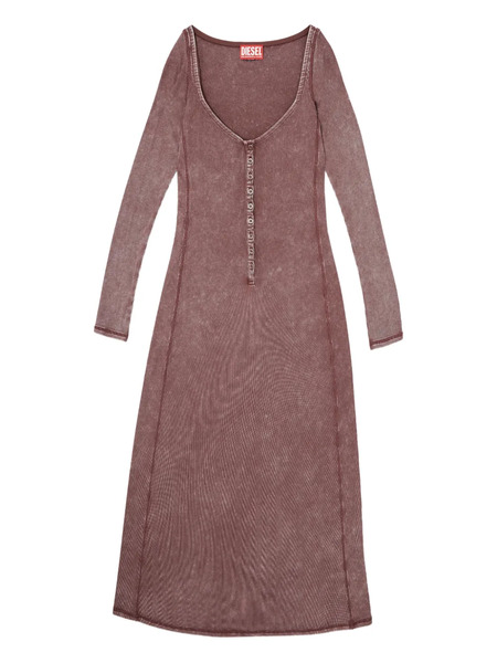  Diesel D-ley Ribbed Buttoned Midi Dress - Brown 