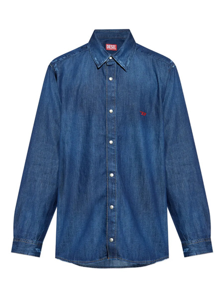  Diesel D-simply Embroidered-logo Denim Shirt - Blue 