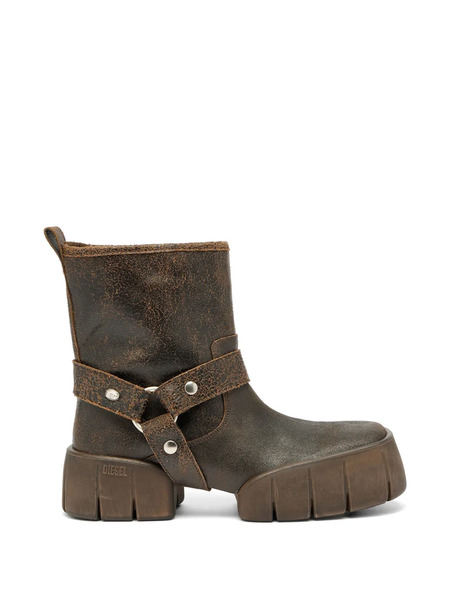  Diesel D-tex Tu Rugged-straps Leather Boots - Brown 