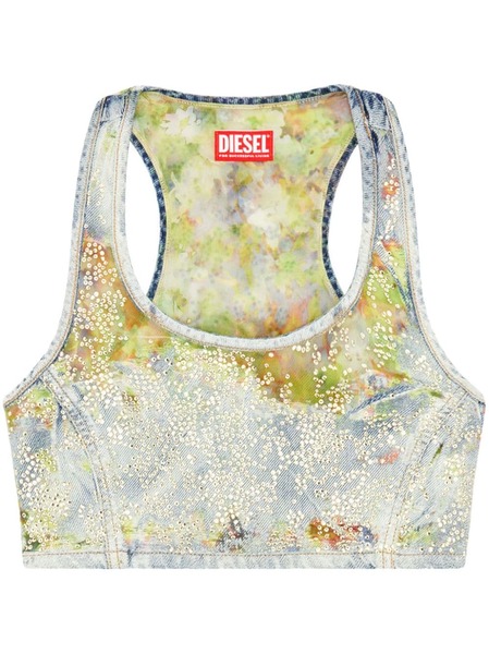  Diesel De-detop-fse Devoré Crop Top - Blue 
