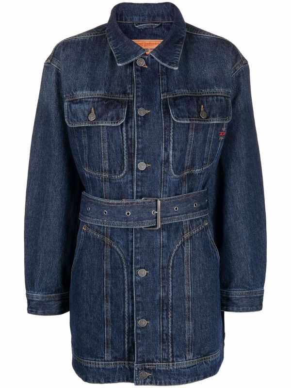  Diesel De-flaminia Belted Denim Jacket - Blue 