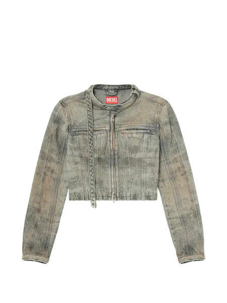  Diesel De-saphix-fsi1 Cropped Denim Jacket - Grey 