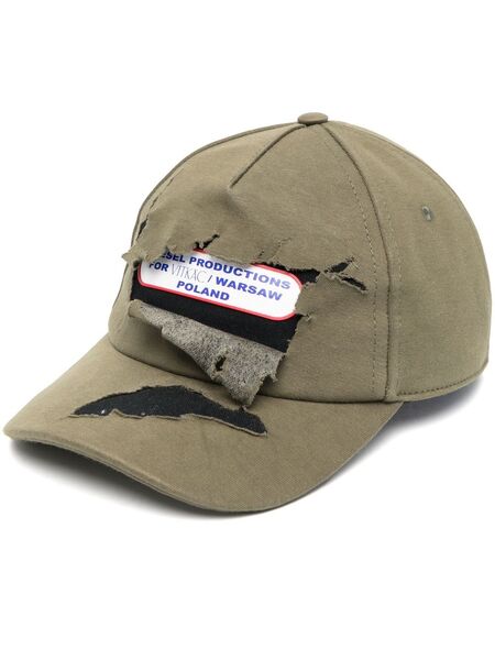  Diesel Distressed-finish Logo-patch Cap - Green 