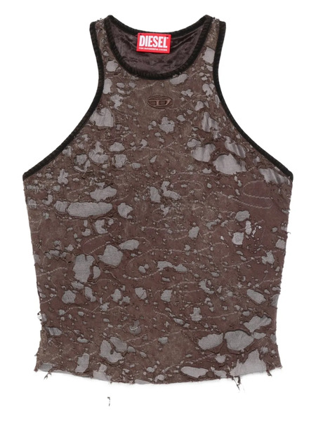  Diesel Distressed Halterneck Top - Brown 