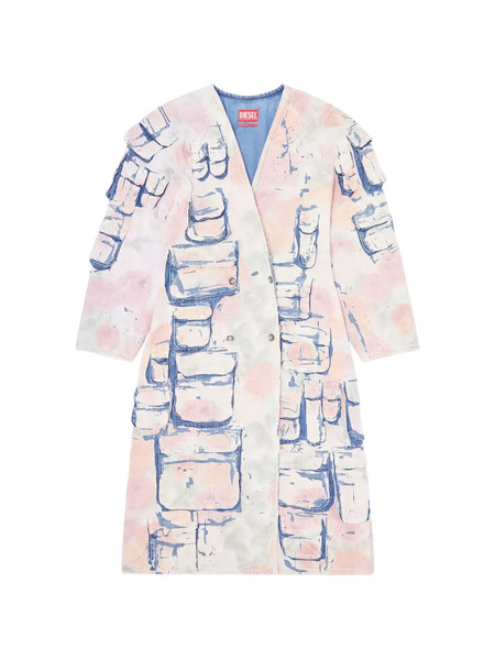 Diesel Double-breasted Patch-pocket Denim Jacket - White 