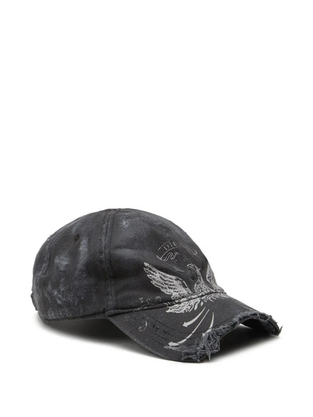  Diesel Eagle-print Distressed Cap - Grey 