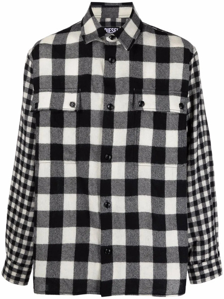  Diesel Flannel Checked Wool Shirt - White 