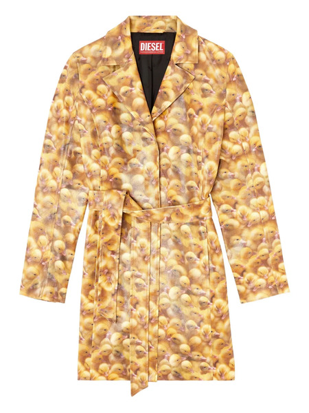  Diesel G-oji Duckling-print Belted Coat - Yellow 
