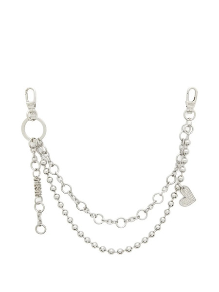  Diesel Heart Charm Chain Keyring - Silver 