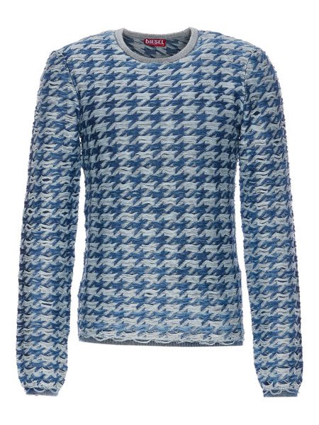  Diesel Houndstooth Crew-neck Sweater - Blue 