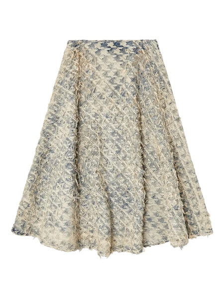  Diesel Houndstooth Frayed Denim Skirt - Blue 