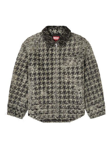  Diesel Houndstooth-pattern Frayed-edges Denim Jacket - Black 