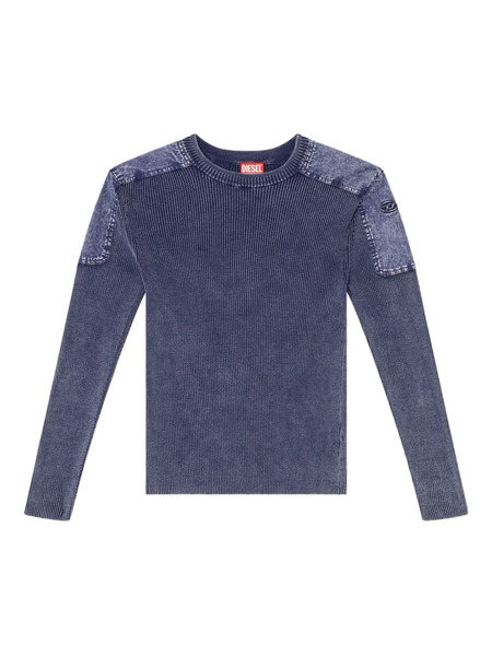  Diesel K-martin Panelled Ribbed Jumper - Blue 