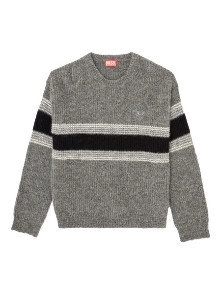  Diesel K-soren Striped Embroidered Sweater - Grey 