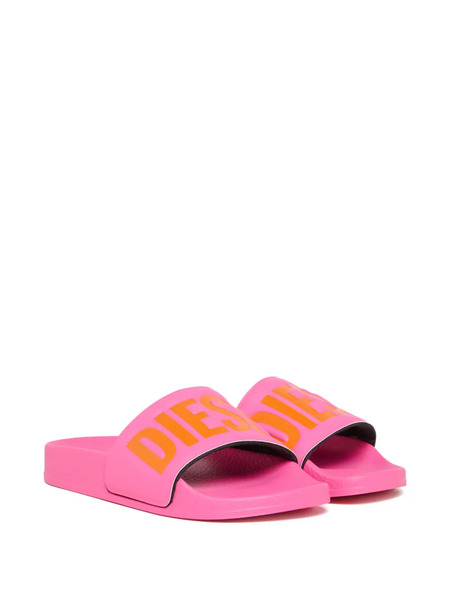  Diesel Kids Embossed-logo Slides - Pink 