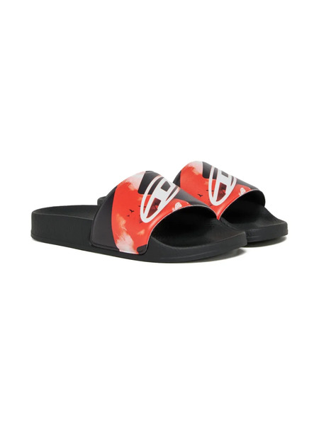  Diesel Kids Graphic Flip Flops - Black 