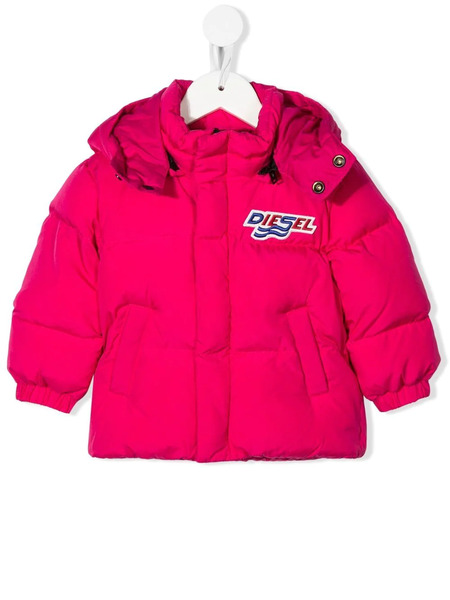  Diesel Kids Logo-patch Puffer Jacket - Pink 
