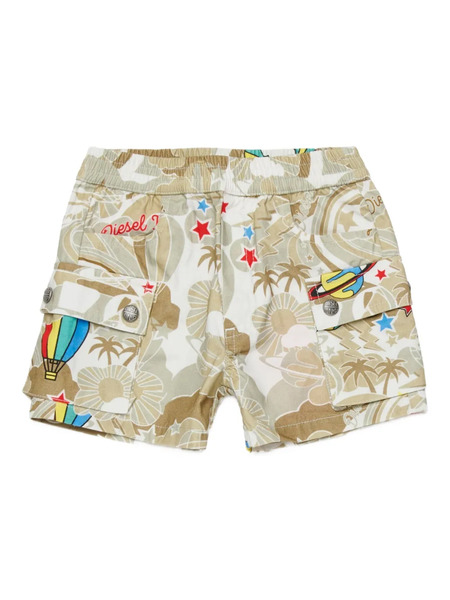 Diesel Kids Pilyshortb Printed Cargo Shorts - Brown 