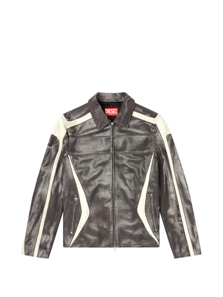  Diesel L-amar-enbi Leather Jacket - Grey 