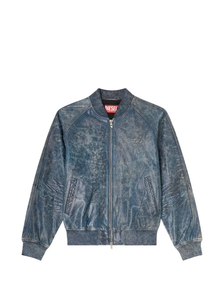  Diesel L-cobb Leather Bomber Jacket - Blue 