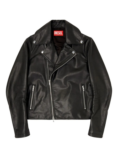  Diesel L-eo-wrd Leather Jacket - Black 
