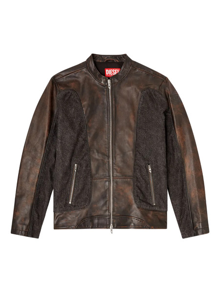  Diesel L-krill-dnm Panelled Leather Jacket - Brown 